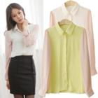 Color-block Long-sleeve Blouse