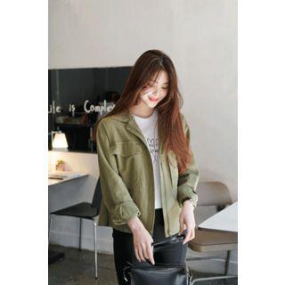 Zip-up Linen Military Jacket