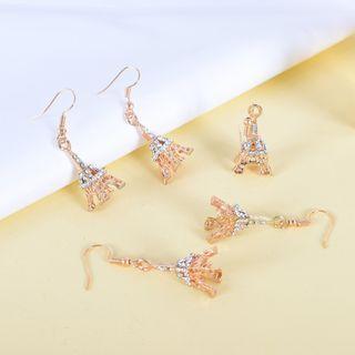 Eiffel Tower Drop Ear Stud 1 Pair - Gold - One Size