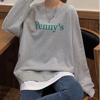 Letter Printed Mock Two Piece Pullover