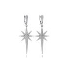 Fashion Simple Star Long Earrings With Cubic Zirconia Silver - One Size