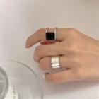 Square Rhinestone / Layered Sterling Silver Ring