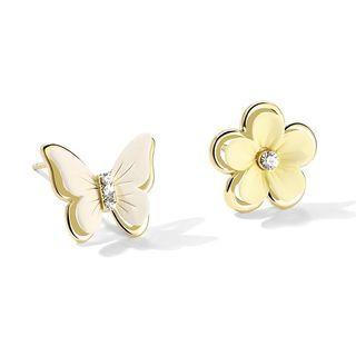 Butterfly Flower Asymmetrical Alloy Earring