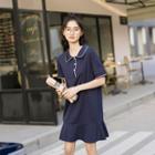 Two Tone Button-up Oversize Mini Dress