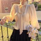 Tie-neck Blouse Blouse - Almond Beige - One Size