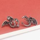 Asymmetrical Dragon Stud Earring 1 Pair - Silver - One Size