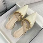 Studded Low-heel Pointed Mules