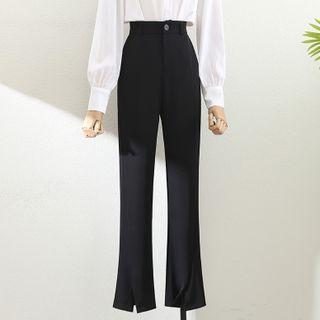 High Waist Slit Bootcut Dress Pants