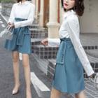 Long-sleeve Double Breasted Shirt Dress