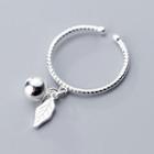 925 Sterling Silver Leaf Pendant Open Ring Silver - One Size