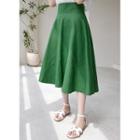 High-waist Linen Long Flare Skirt