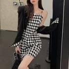 Argyle Sleeveless Mini Dress / Crop Blazer