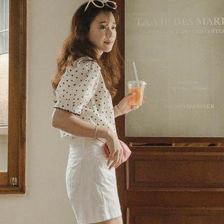 Mid-rise Cotton Blend Shorts