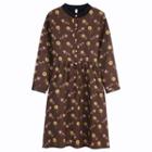 Floral Print Buttoned Long-sleeve A-line Dress