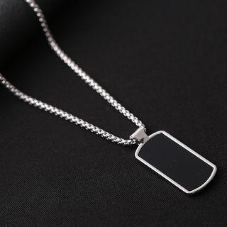 Hollow Rectangle Pendant Necklace Silver - One Size