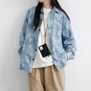 Long Sleeve Geometric Denim Shirt