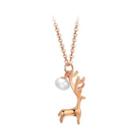 925 Sterling Silver Elk Pendant With White Fashion Pearl And Necklace