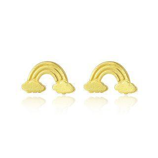 Sterling Silver Plated Gold Simple Creative Rainbow Cloud Stud Earrings Golden - One Size