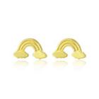 Sterling Silver Plated Gold Simple Creative Rainbow Cloud Stud Earrings Golden - One Size