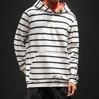 Striped Fleece-lined Hoodie
