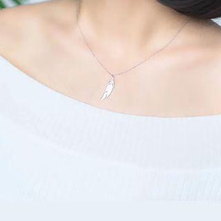925 Sterling Silver Feather Pendant Necklace As Shown In Figure - One Size