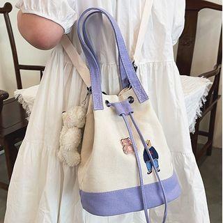 Cartoon Embroidered Canvas Cross Shoulder Bag