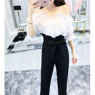 Set: Elbow-sleeve T-shirt + Boot Cut Pants