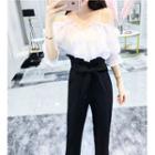 Set: Elbow-sleeve T-shirt + Boot Cut Pants