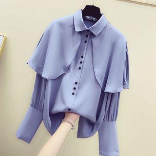 Caplet Long-sleeve Chiffon Shirt