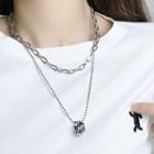 Pendant Alloy Layered Necklace Silver - One Size