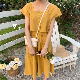 Sleeveless Crop Top / A-line Skirt