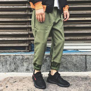 Two-tone Straight-cut Pants