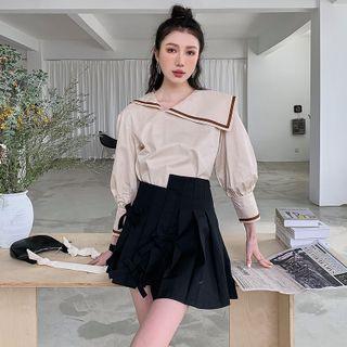 Long-sleeve Irregular Collar Blouse