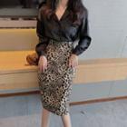 Leopard Midi Straight-fit Skirt Skirt - Leopard - One Size