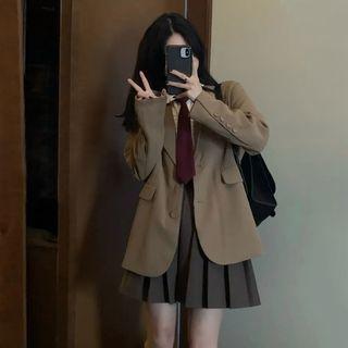Plain Blazer / Pleated Skirt / Set