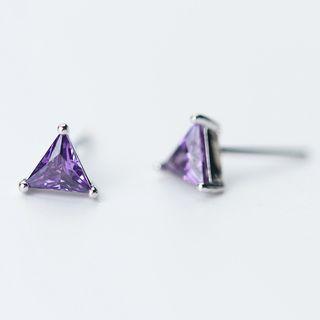 925 Sterling Silver Rhinestone Triangle Stud Earring