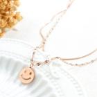 Smiley Face Layered Necklace 1580 - Rose Gold - One Size