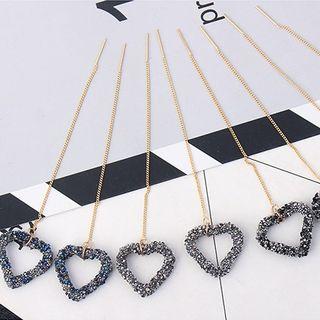 Rhinestone Heart Threader Earring