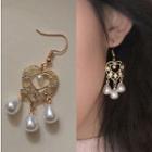 Faux Pearl Heart Dangle Earring 867 - Gold - One Size