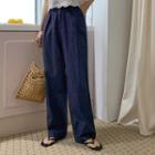 Band-waist Pintuck-front Jeans
