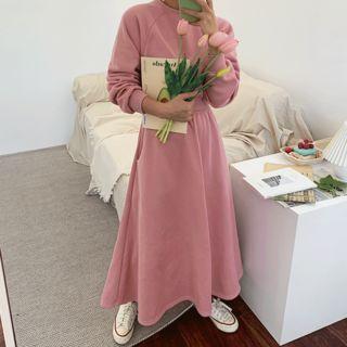 Fleece-lined Gathered-waist Pullover Dress