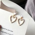 Glaze Heart Dangle Earring 1 Pair - S925 Silver - Earrings - White - One Size