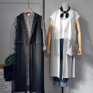 Chiffon Panel Long Vest
