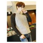 Contrast Raglan-sleeve Cable-knit Sweater