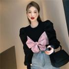 Ribbon Puff-sleeve Top