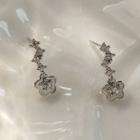 Flower Rhinestone Dangle Earring 1 Pair - C-158 - Silver - One Size
