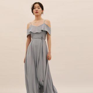 Cold Shoulder Chiffon A-line Gown