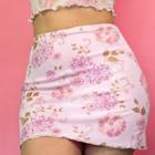 High-waist Floral Print Bow Skirt