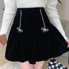 Ribbon Velvet Mini A-line Skirt