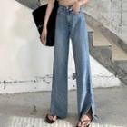 Slit Loose-fit Wide-leg Jeans
